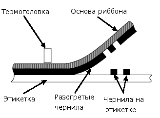 Механизм переноса красящего вещества на этикетку в термопринтерах