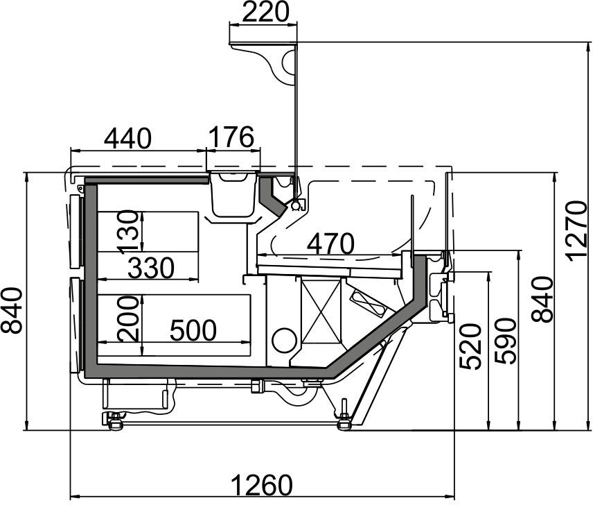 Креслення холодильних вітрин для суші Міссурі М Cold Diamond Sushi/Pizza Combi