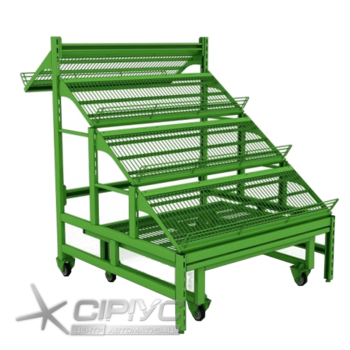 Стелаж овочевий з подіумом на колесах